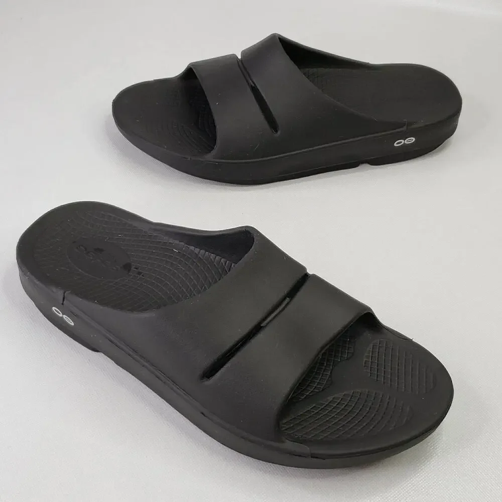Oofos Ooahh Sandals Slides Black Mens Size 9 Comfort Recovery Shoes